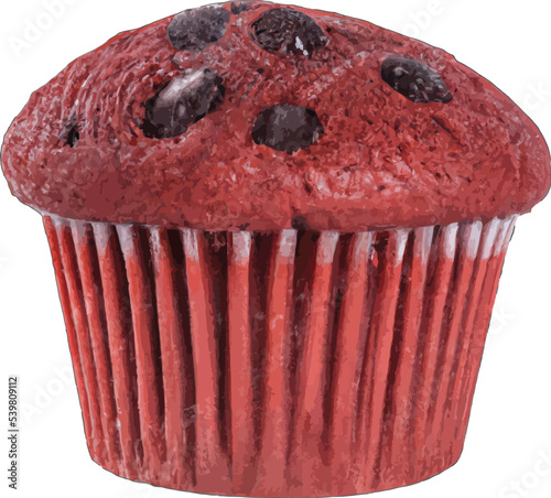 Muffin cake isolated illustration chocolate Dessart baked snack