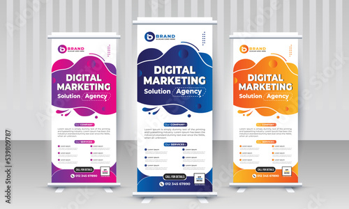 Creative modern trendy corporate business standee x rollup pullup signage retractable banner design vector template
