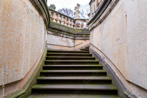 Old stone stairway on a win...