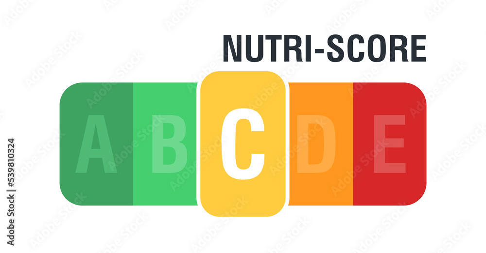Nutri score for packaging design. C score. Logo, icon, label. Illustration Nutri score for packaging design. C score. Logo, icon, label. Illustration