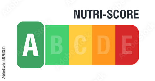 Nutri score for packaging design. A score. Logo, icon, label. Illustration