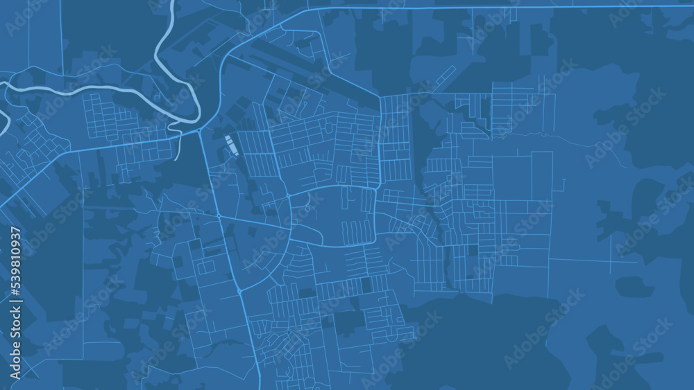 Fototapeta premium Detailed vector map poster of Belmopan city, linear print map. Blue skyline urban panorama.