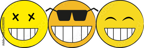 three funny emoticons with different emotions. cool print on a t-shirt