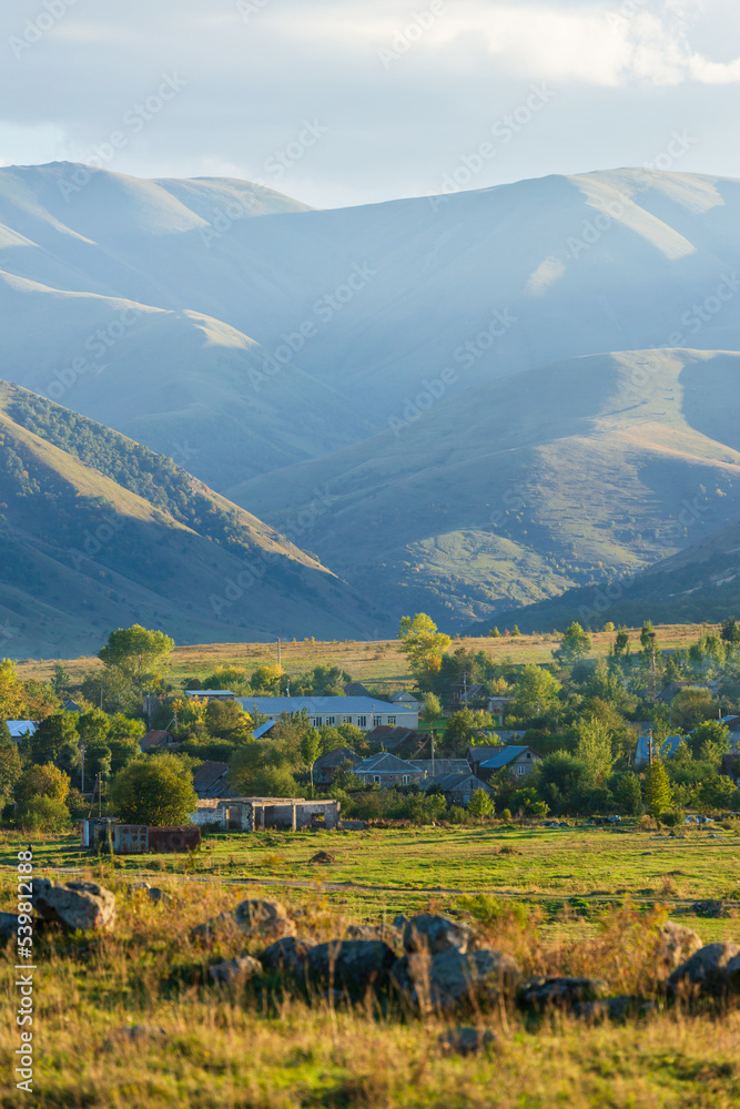 Naklejka premium Urasar village at sunset time, Armenia