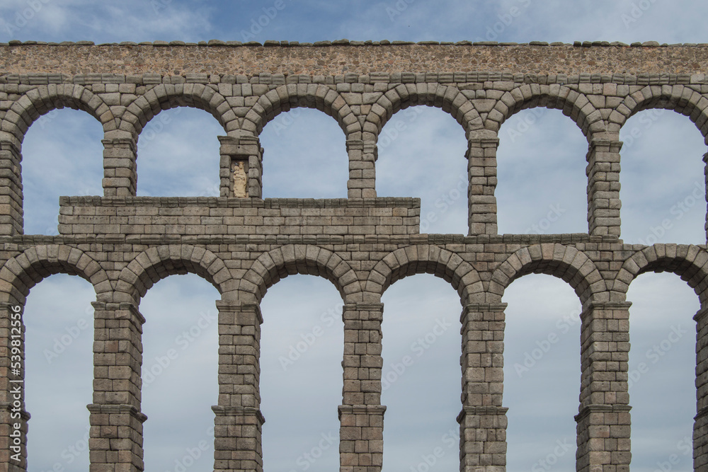 Fragment of the aqueduct of Segovia, a world heritage site in Segovia.Spain