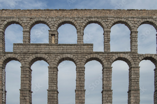 Fragment of the aqueduct of Segovia, a world heritage site in Segovia.Spain
