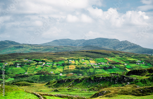 Irish rural farmland farming fields landscape near Killybegs, County Donegal