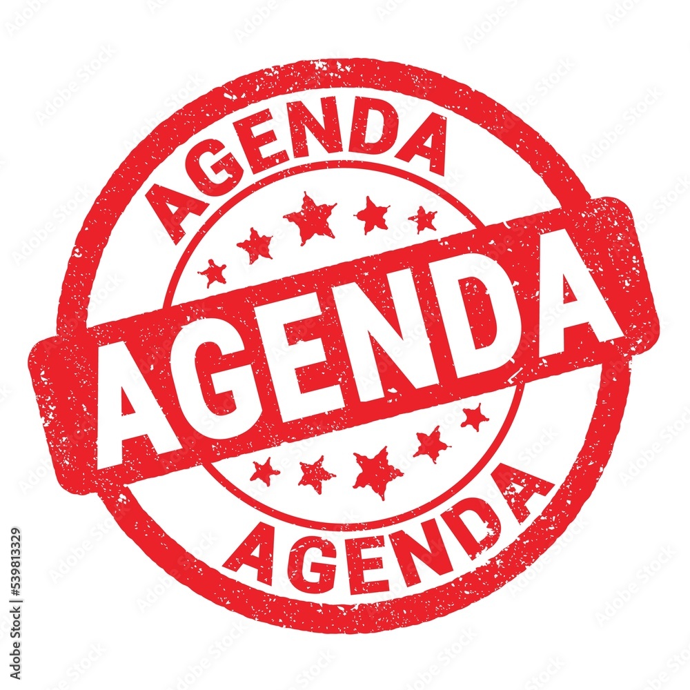 AGENDA text written on red stamp sign. AGENDA text written on red stamp sign.