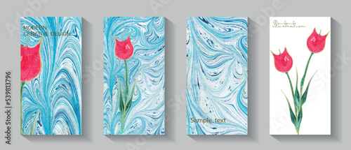 Abstract art design, set of modern creative background marble texture. Vector illustration.