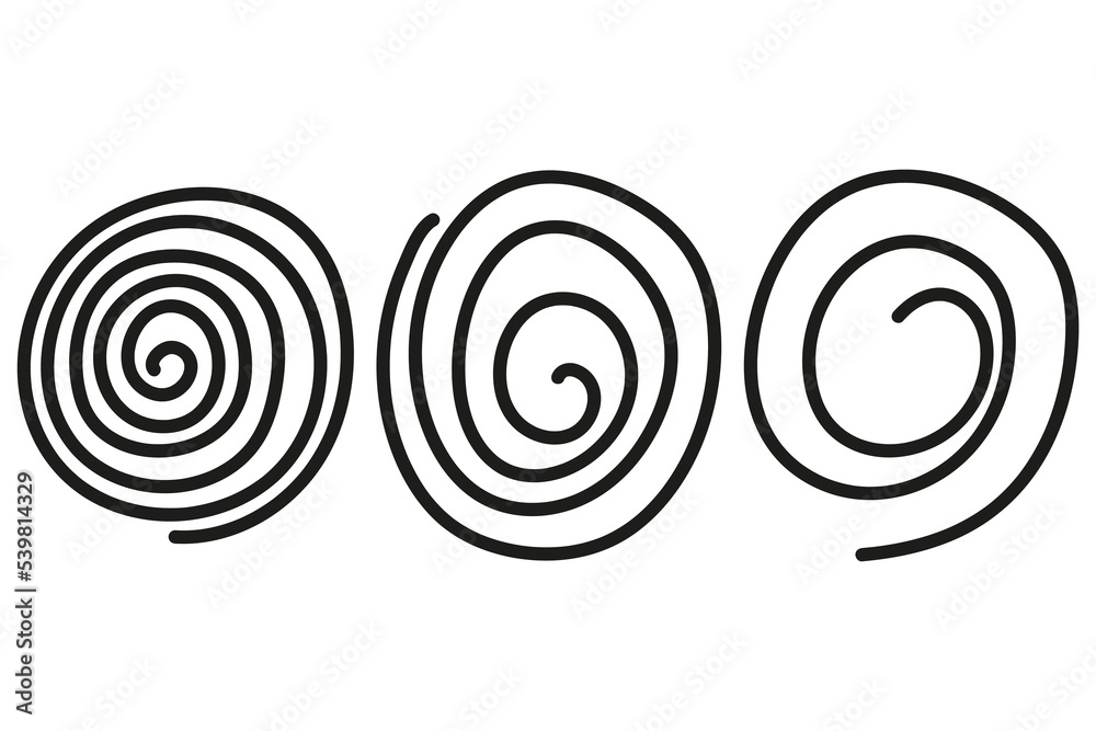 Spiral doodle vector set isolated on a white background. Spiral doodle vector set isolated on a white background.