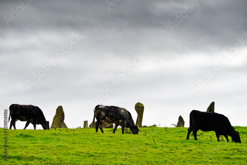 Bocan Stone Circle at Glackadrumman, Inishowen, Donegal, Ireland. Large early prehistoric ritual ring cairn with burials with views to Inner Hebrides photo
