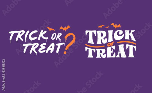 Wallpaper Mural Trick or Treat lettering design with flying bats. Halloween card or banner spooky design. Torontodigital.ca