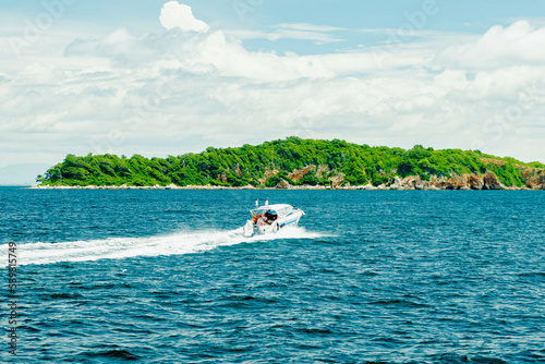 Nature of beach with sky, wide paradise background with colorful, Kohlarn island , Pattaya , Thailand