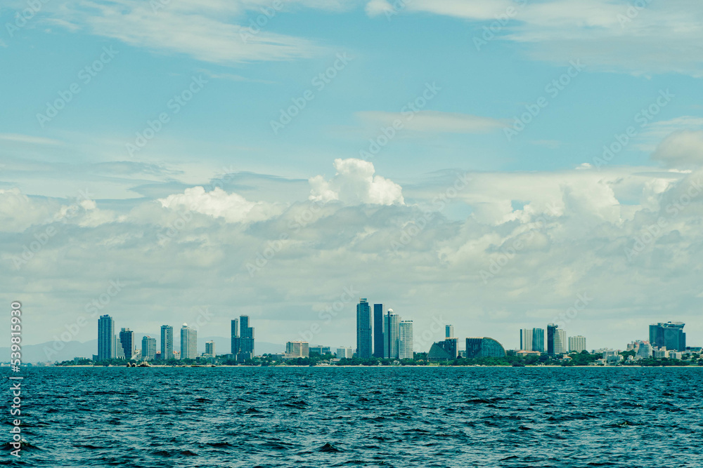 Nature of beach with sky, pattaya city,wide paradise background with colorful, Pattaya , Thailand