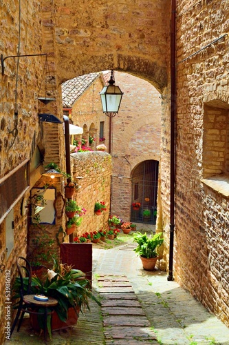 medieval village of Spello in the city of Perugia  Umbria  Italy