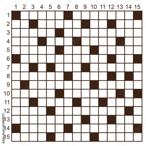 Crossword puzzle vector. 10 X 10 Square puzzle template for magazine and newspaper.