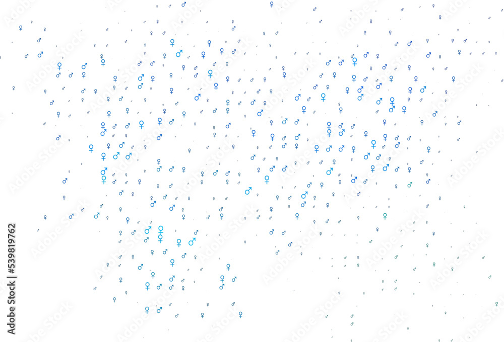 Light blue, green vector pattern with gender elements.
