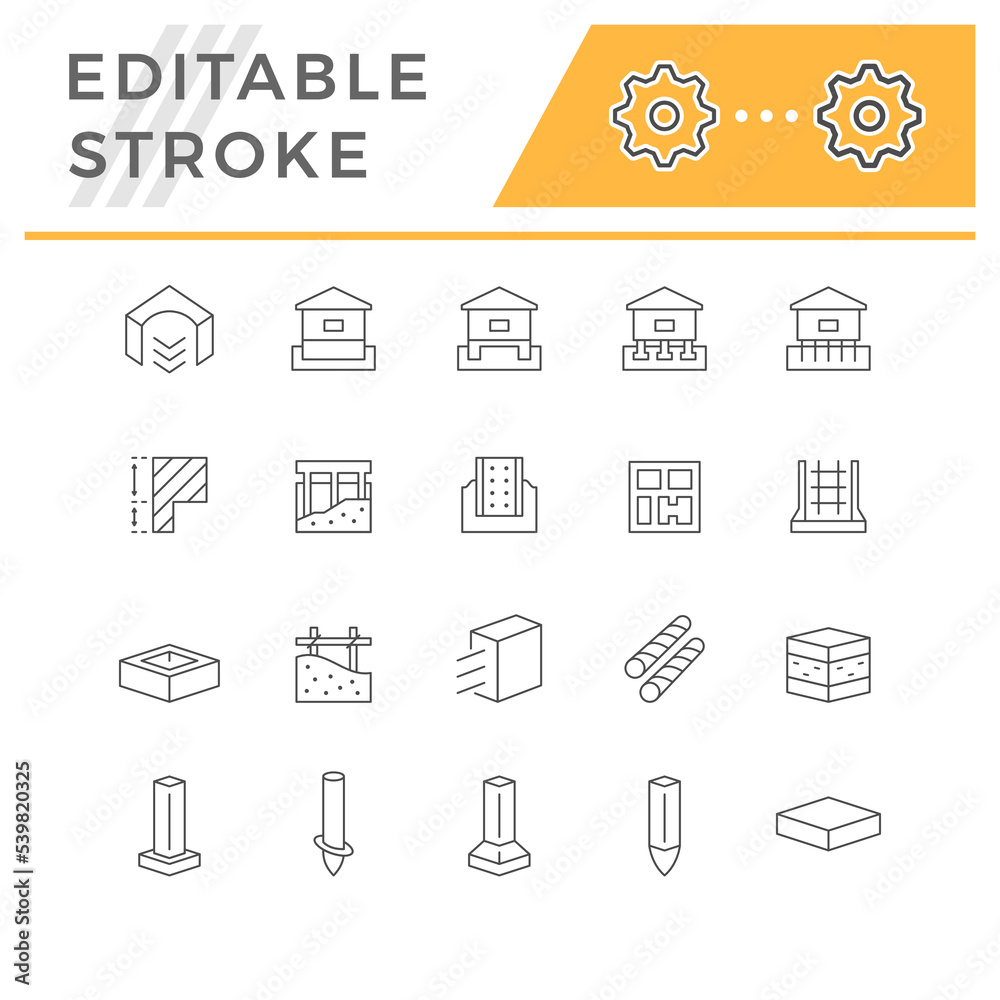 Set line icons of foundation Set line icons of foundation