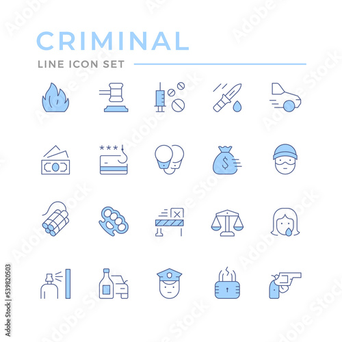 Set color line icons of criminal