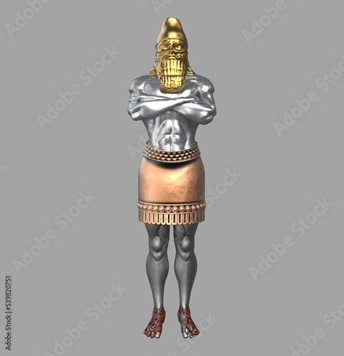 Bild auf Leinwand King Nebuchadnezzar's Dream Statue (Daniel's Prophecies) Front View 3D Illustrat