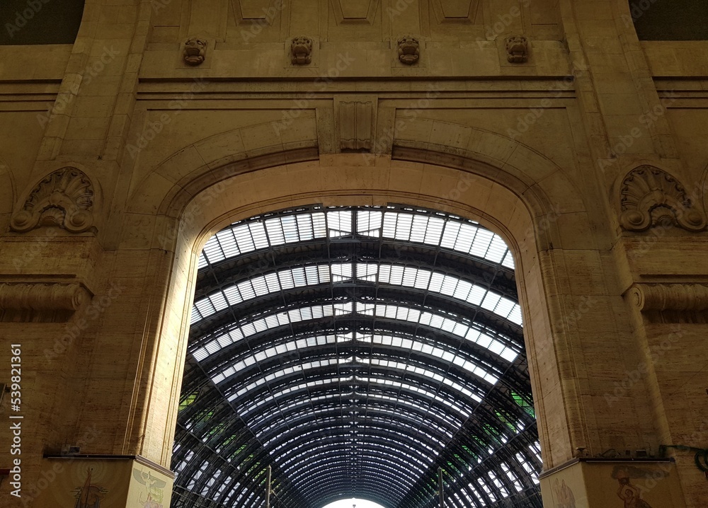 Iron arches of the train station in Milan