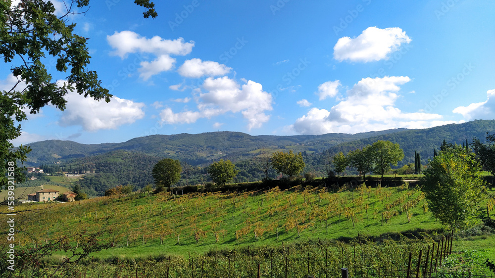 Panorami del Chianti in autunno. Toscana, Italia
