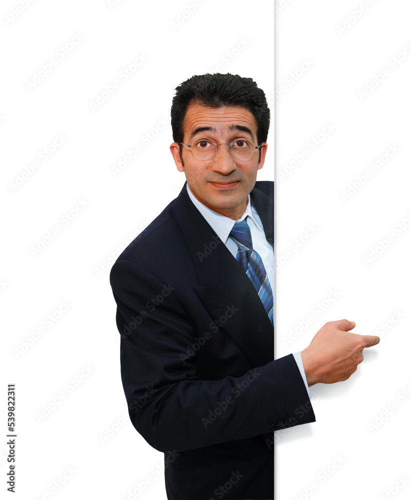 Gesture series: businessman points with index finger. Gesture series: businessman points with index finger.