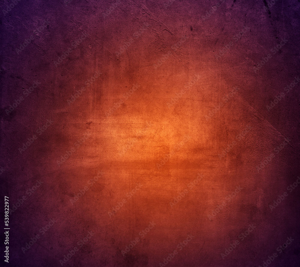 Fototapeta premium Orange textured concrete grunge wall background. Dark edges