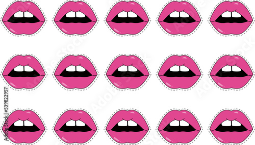 Lips seamless pattern. Pop art. Comic lips background. Illustration