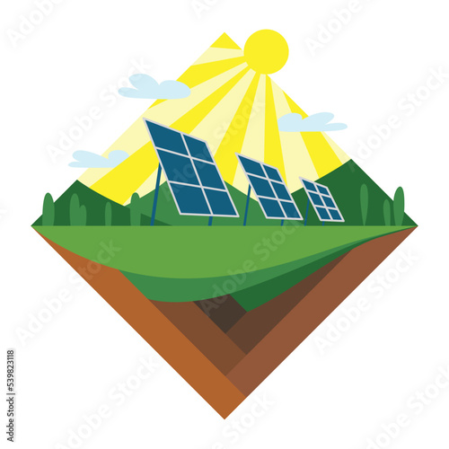 Generation energy type icon. Power station sign. Modern technology, ecological no emissions industry, sustainability concept. Solar generation