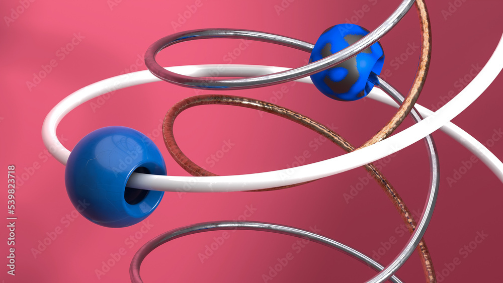 3d atoms move along its paths. Abstract scientific 3d illustration background 3d atoms move along its paths. Abstract scientific 3d illustration background