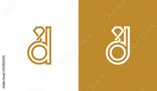 Initial Letter d Diamond Jewellery Logo Concept sign icon symbol Element Design Line Art Style. Jewelry Logotype. Vector illustration template