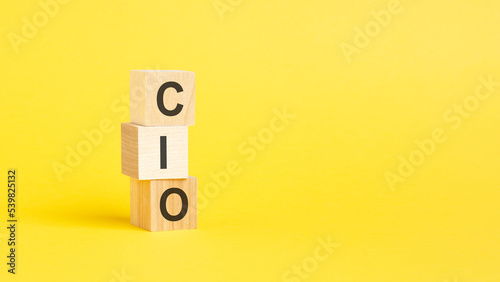 CIO symbol. beautiful yellow background. business concept. copy space.