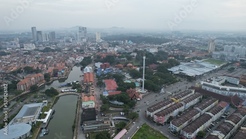 Malacca, Malaysia - October 16, 2022: The Historical Landmark Buildings and Tourist Attractions of Malacca