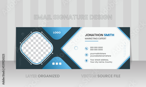 Creative corporate email signature or email footer design, Blue and white combination cover banner vector template design promotional purpose