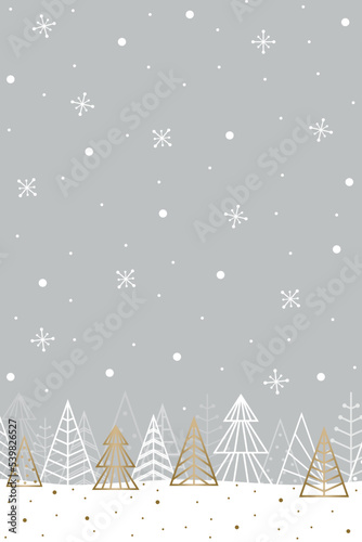Template of Christmas card with abstract trees. Vector illustration