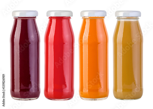 Bottles of juice isolated