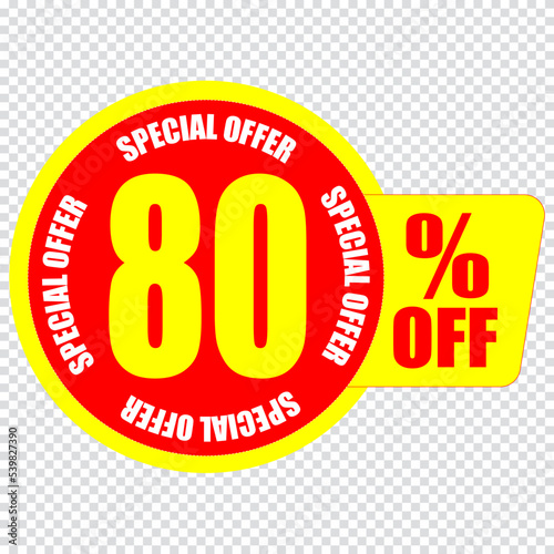 80 percent discount sign icon. Sale symbol. Special offer label