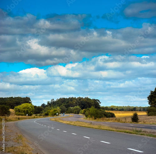 beautiful road in bend and beautiful cloudy sky, summer travel