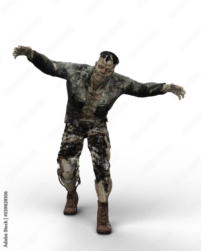3D rendering of a fantasy monster horror story creature in chasing pose isolated on a transparent background. 3D rendering of a fantasy monster horror story creature in chasing pose isolated on a transparent background.