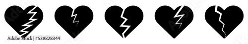 Broken heart icon set. Design for web and mobile app.
