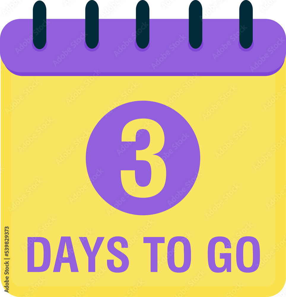 Countdown 3 days to go. Countdown timer. Calendar icon. Time icon. Count time sale. Illustration Countdown 3 days to go. Countdown timer. Calendar icon. Time icon. Count time sale. Illustration