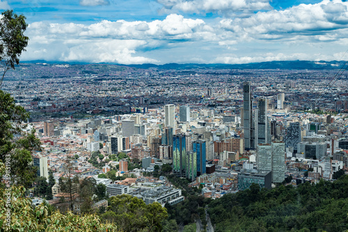 Bogota    Colombia. September 7  2022  Panoramic landscape of the city seen from the Monserrate hill. 