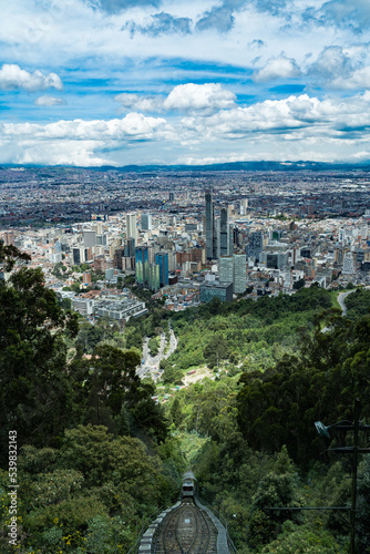 Bogotá, Colombia. September 7, 2022: Panoramic landscape of the city seen from the Monserrate hill.  © camaralucida1