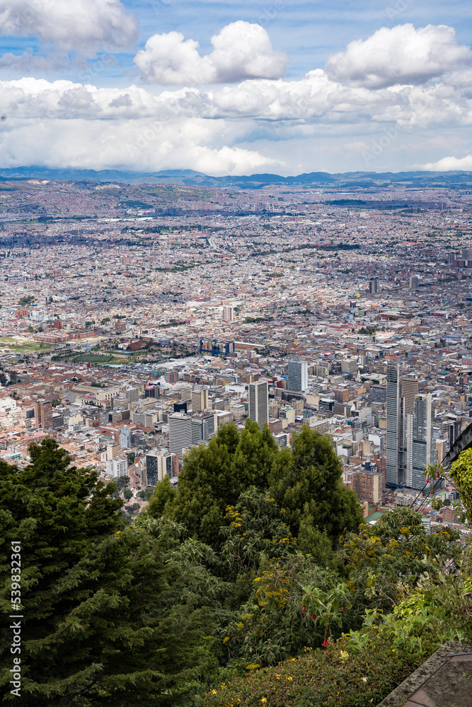 Bogotá, Colombia. September 7, 2022: Panoramic landscape of the city seen from the Monserrate hill. 