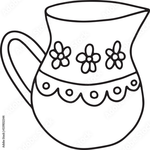 Hand drawn doodle creamer vector illustration with flower decor