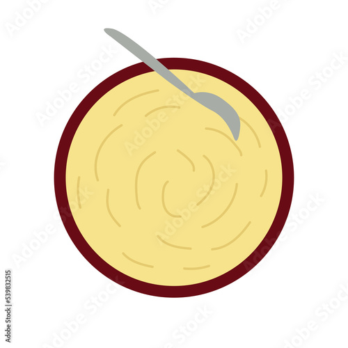 Mesh potatoes vector flat dish. Top view traditional dish illustration