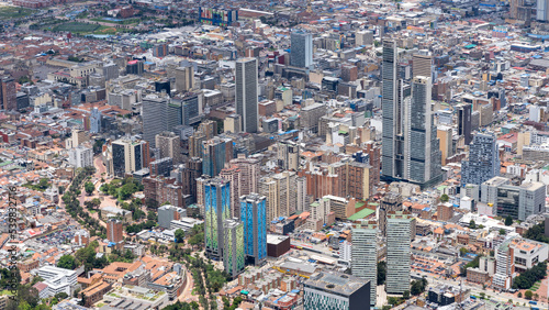 Bogotá, Colombia. September 7, 2022: Panoramic landscape of the city seen from the Monserrate hill. 