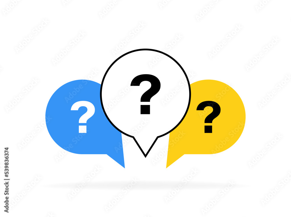 Question bubbles. Message box with question mark. Design concept for quiz, question, ask and answer. Vector illustration Question bubbles. Message box with question mark. Design concept for quiz, question, ask and answer. Vector illustration