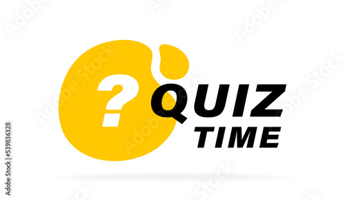Quiz time geometric badge with question mark emblem. Banner design for business and advertising. Vector illustration